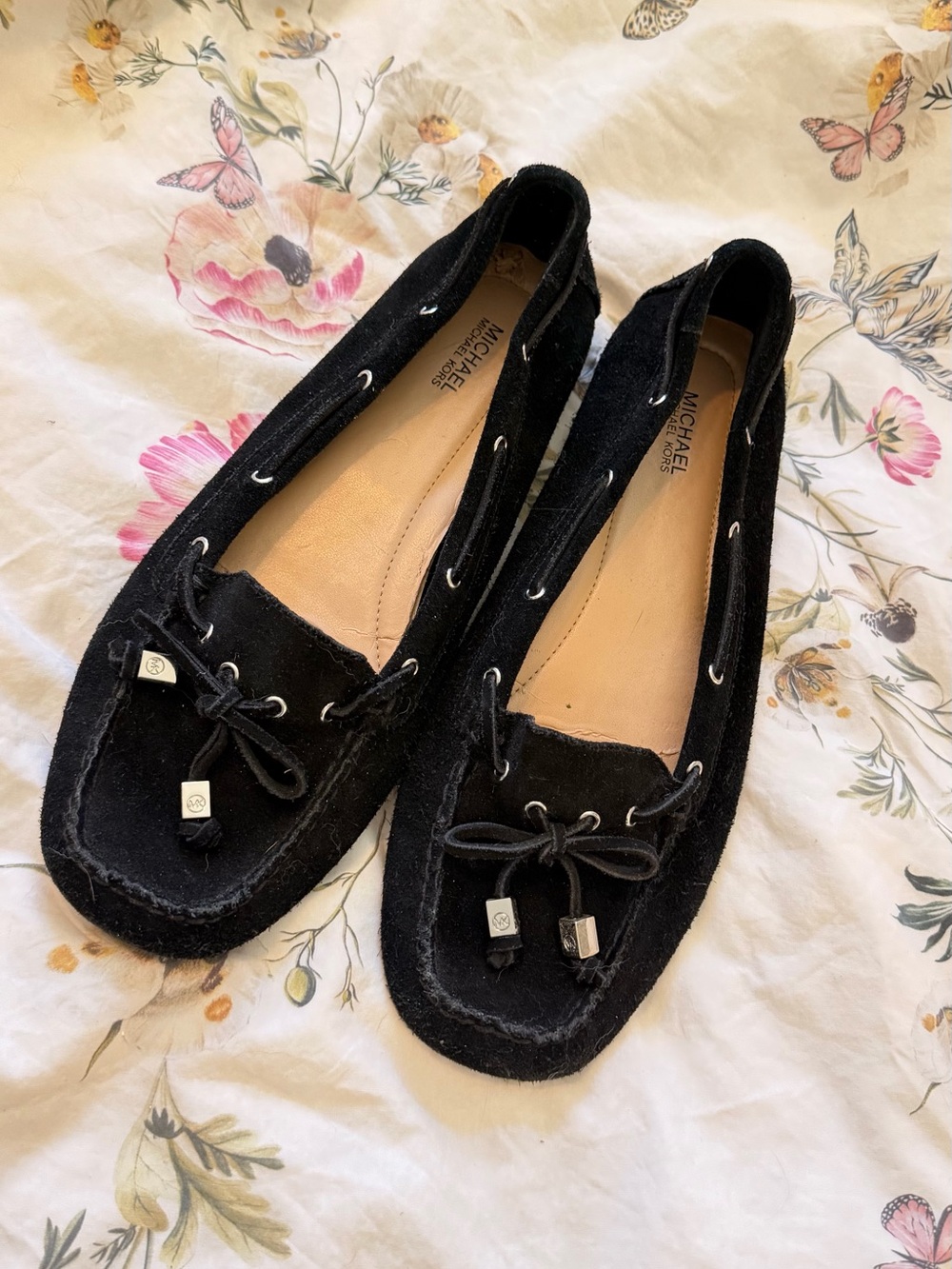 Michael Kors Black Suede Bow-Accent Driving Loafers